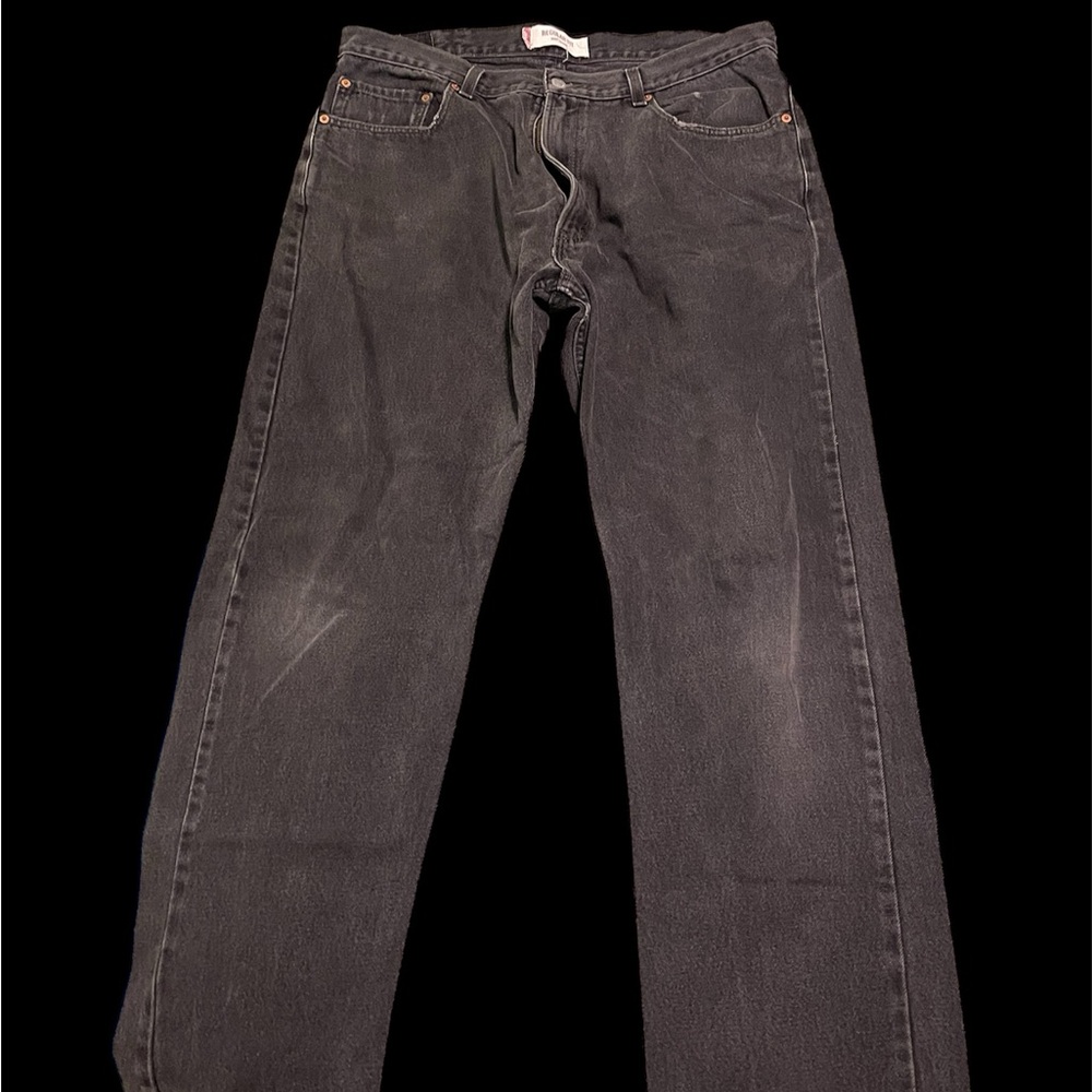 Levi's 505 Men's Jeans Regular Fit Faded Black Denim Size 38x32